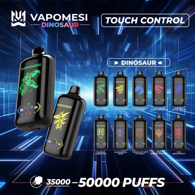 Disposable-Vape-Wholesale-Vapomesi-Dinosaur-30K-40K-50K-Puff-Bar-38ml-EU-Germany-Warehouse-Free-Shipping-Mtl-Dtl-Full-Touch-Screen-Display